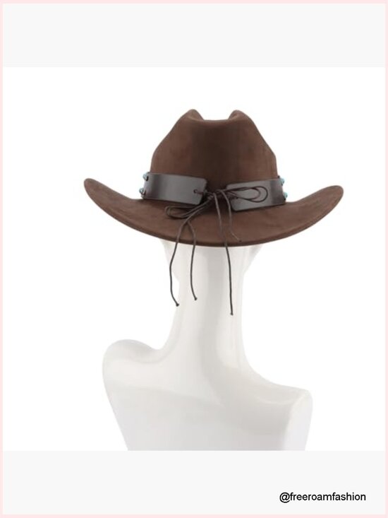 Cowboy Hat with Shapeable Brim, Unisex, 3 Decorative Buckles main image 4